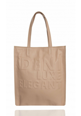 Duża, różowa torba z tłoczonym napisem DENI LUXE ELEGANT