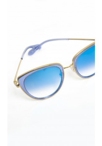 Okulary przeciwsłoneczne w niebieskich, brokatowych oprawkach
