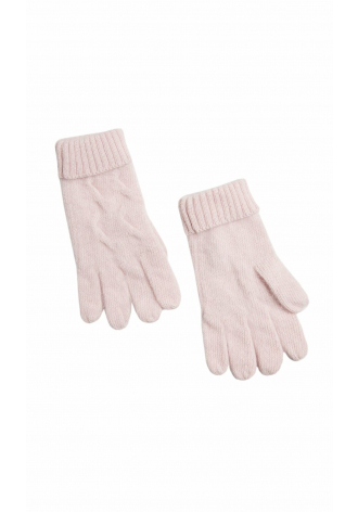 Bladoróżowe, dzininowe rękawiczki z ozdobnym splotem