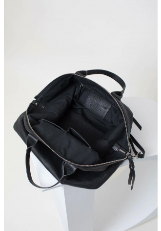 Duża, czarna, miękka torba z krótką rączką z dodatkowym długim dopinanym paskiem