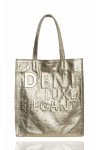 Duża, złota torba z tłoczonym napisem DENI LUXE ELEGANT