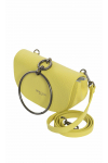 Żółta, mała torebka z rączką w postaci metalowej obręczy