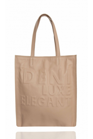 Duża, różowa torba z tłoczonym napisem DENI LUXE ELEGANT